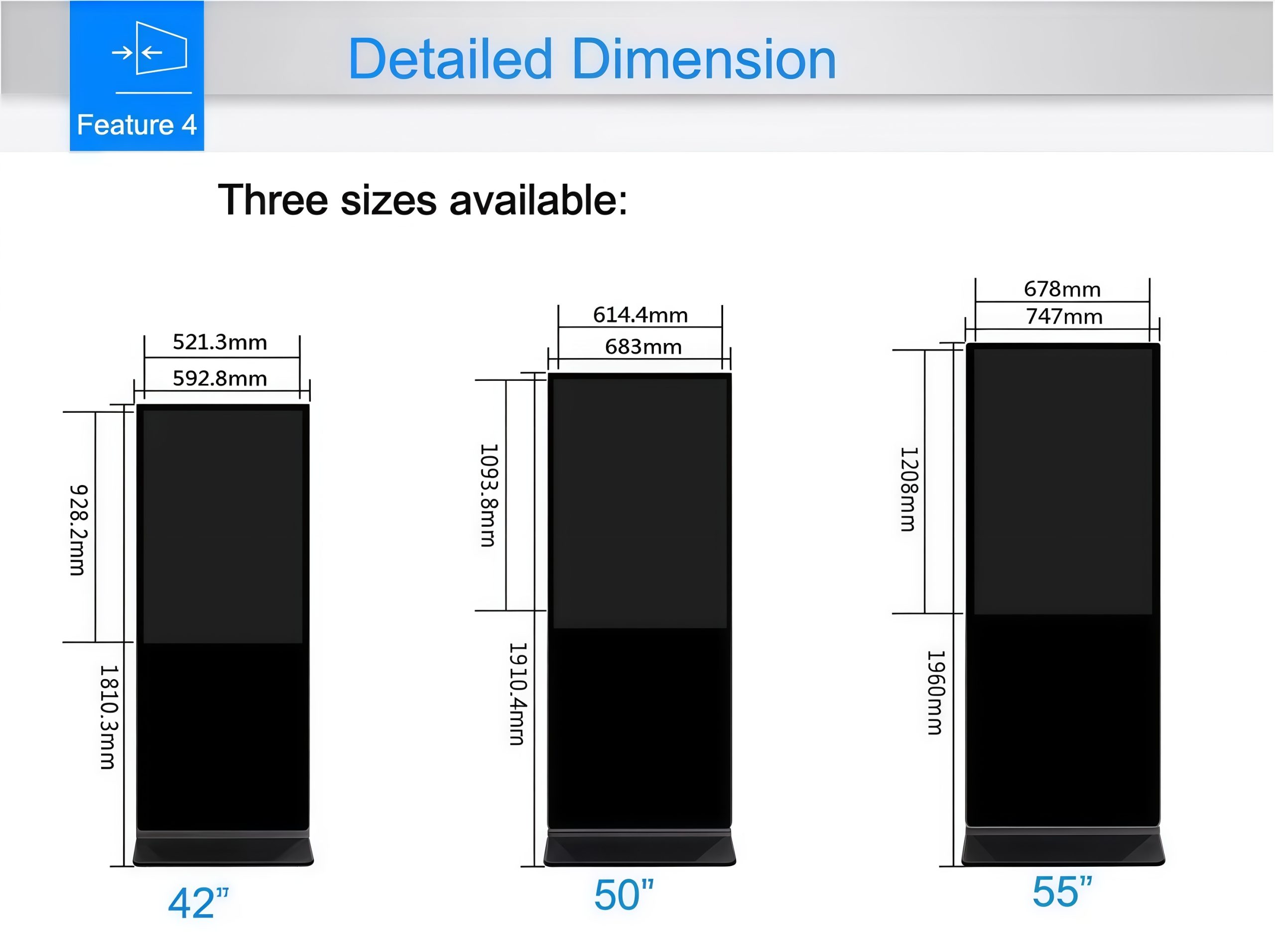 dimension commercial lcd signage