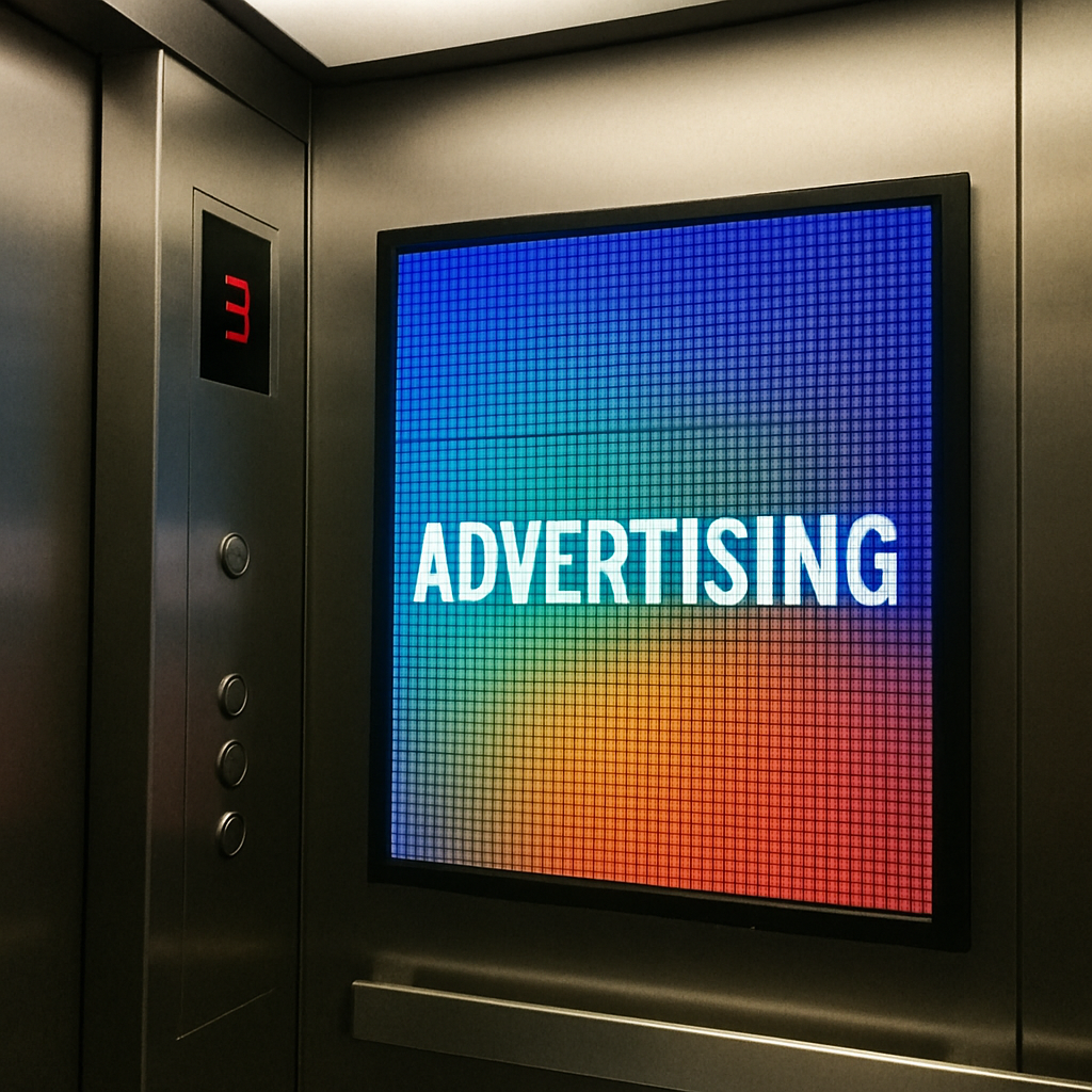 led advertising screen in an elevator