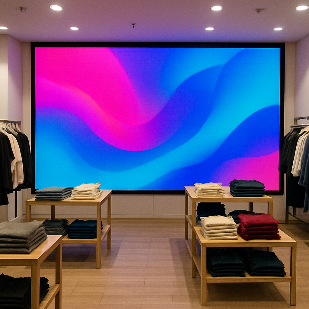 led wall panel in a retail store