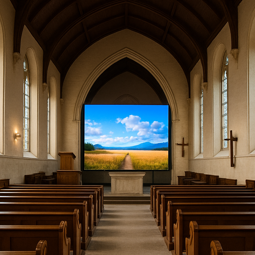 led wall in church