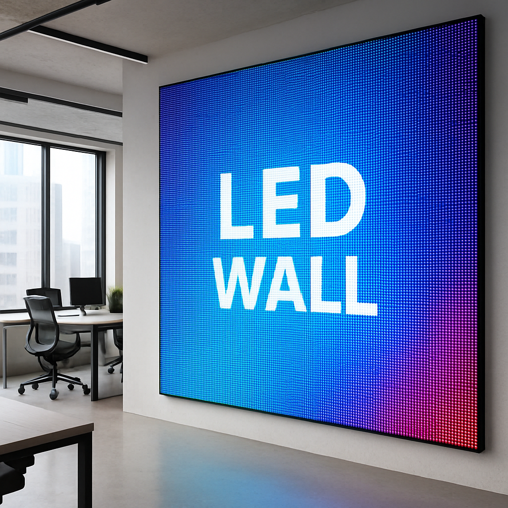 led wall in modern office
