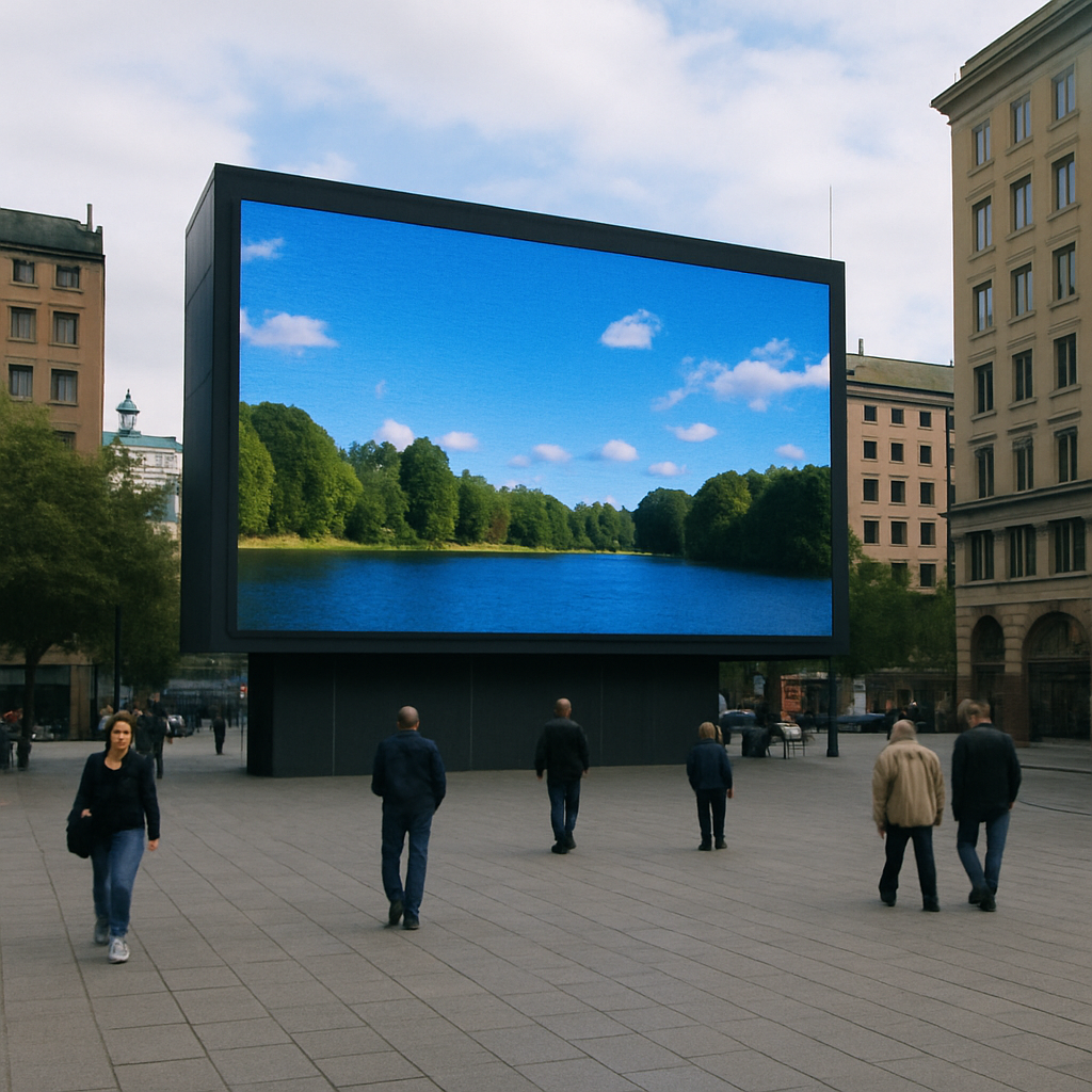 outdoor led video wall in a city square
