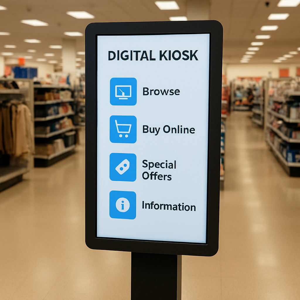 digital kiosk in retail shop