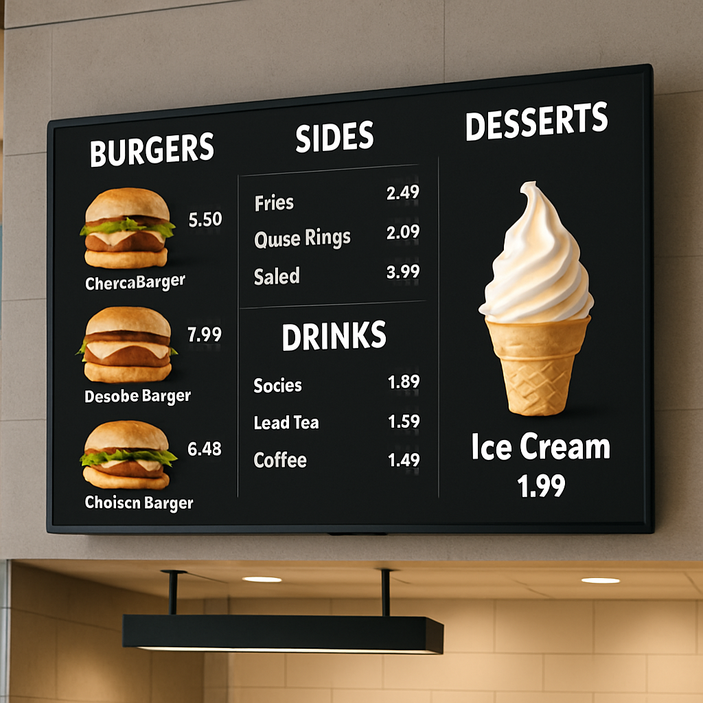 digital menu board in resturant
