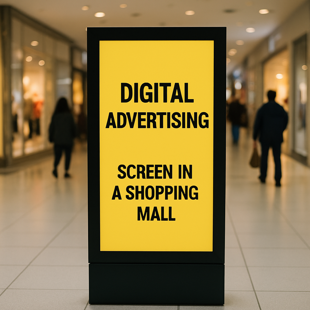 digital advertising screen in a shopping mall