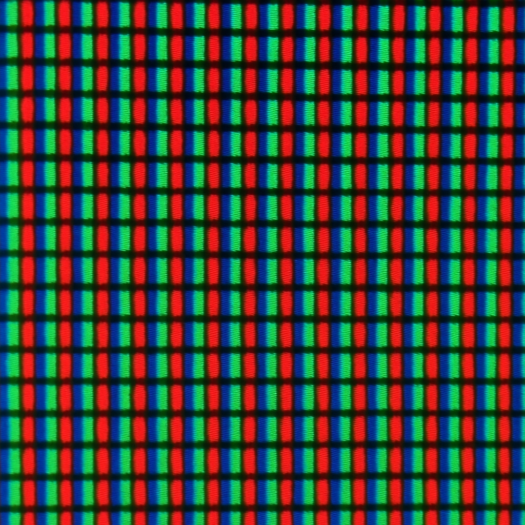 close-up of LED pixels on a display screen