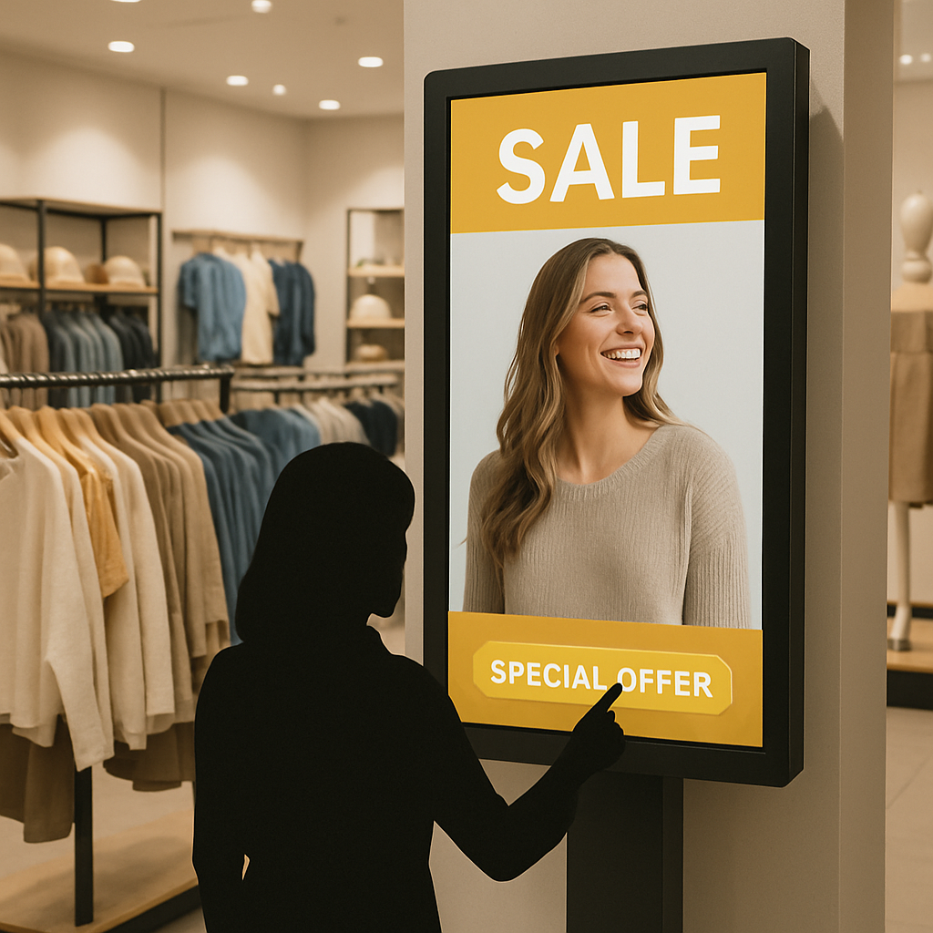 interactive digital signage in retail shop