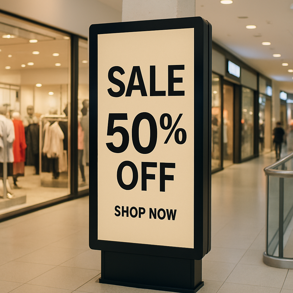 digital signage in a shopping mall