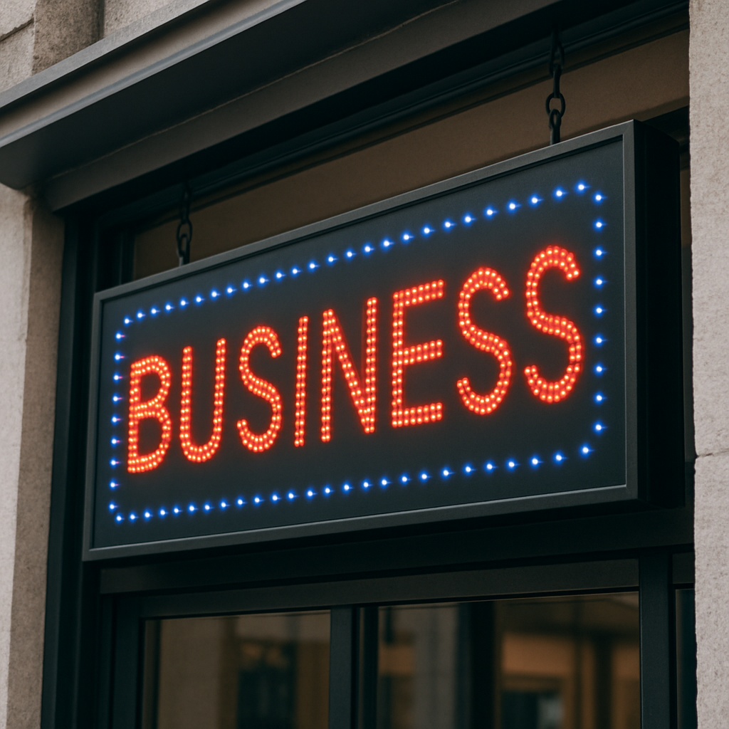 led business sign on storefront