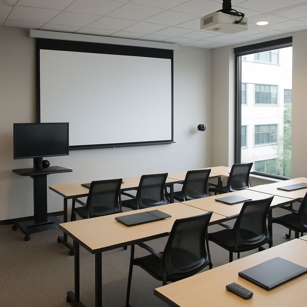 modern office with av equipment