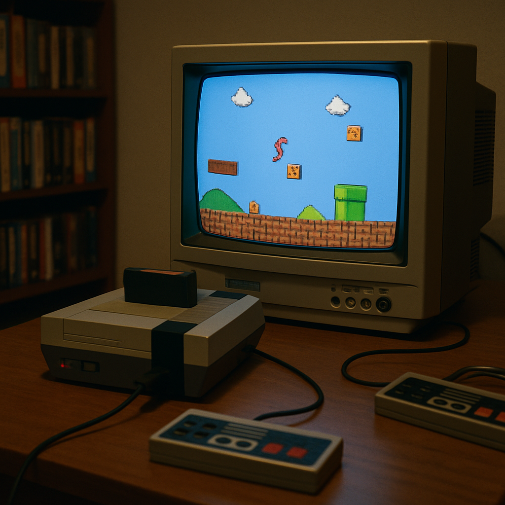 retro gaming setup with CRT TV